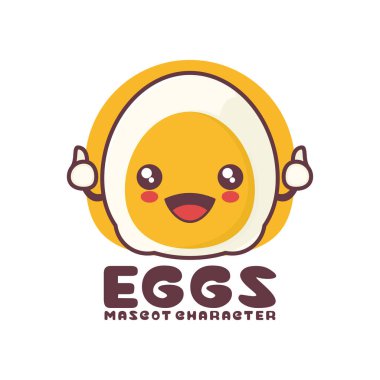 vektör haşlanmış yumurta çizgi film maskotu, logolar, baskılar, çıkartmalar vs. için uygun.