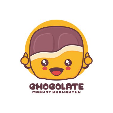 vektör çikolata karikatür maskotu, logolar, baskılar, çıkartmalar, vs. için uygun, beyaz arka planda izole edilmiş.