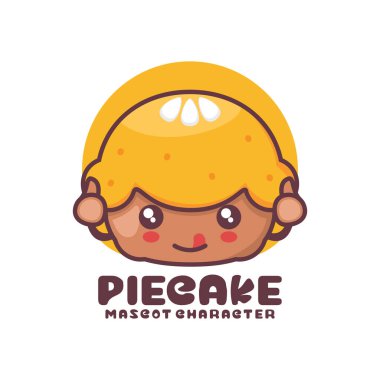 Vektör pasta karikatür maskotu, logolar, baskılar, çıkartmalar, vs. için uygun, beyaz arka planda izole edilmiş.