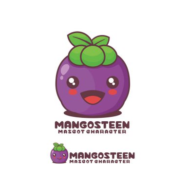 Vektör mangosteen çizgi film maskotu, logolar, baskılar, çıkartmalar vs. için uygun.