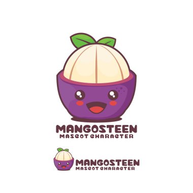 sevimli mangosteen çizgi film maskotu, logolar, baskılar, çıkartmalar, vs..