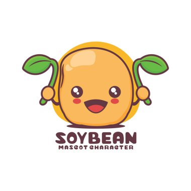 sevimli soya fasulyesi maskotu, logolar, parmak izleri, çıkartmalar, vs. için uygun, beyaz arka planda izole edilmiş..