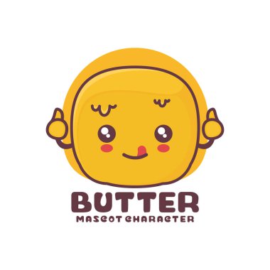 vektör tereyağı maskotu, logolar, baskılar, çıkartmalar vs. için uygun, beyaz arka planda izole edilmiş..