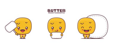 Beyaz arka planda izole edilmiş, boş pankartı olan vektör yağı çizgi film maskotu..