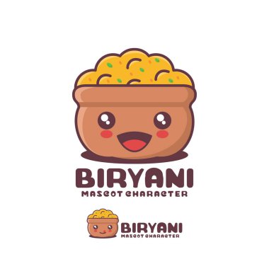 Vektör biryani çizgi film maskotu, geleneksel Hint yemekleri çizimi, logolar, baskılar, çıkartmalar, vs..