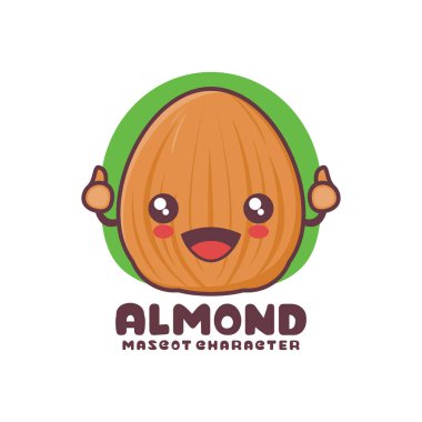 vektör badem çizgi film maskotu, logolar, baskılar, çıkartmalar vs. için uygun, beyaz arka planda izole edilmiş..