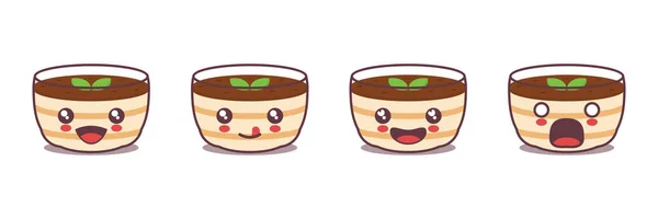 Tiramisu Cake Mascot Cartoon Glass Italian Dessert Illustration Different Facial — Wektor stockowy