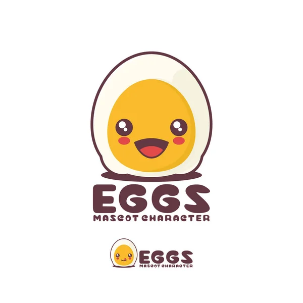 Vector Boiled Egg Cartoon Mascot Suitable Logos Prints Stickers Etc — Vettoriale Stock