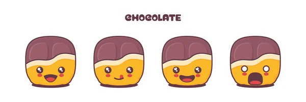 Mascotte Vectorielle Dessin Animé Chocolat Avec Différentes Expressions Faciales Convient — Image vectorielle