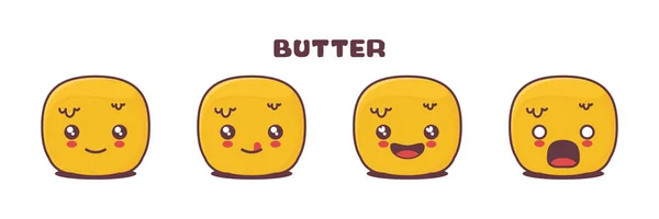 Vector Butter Cartoon Mascot Different Facial Expressions Suitable Icons Logos — Wektor stockowy