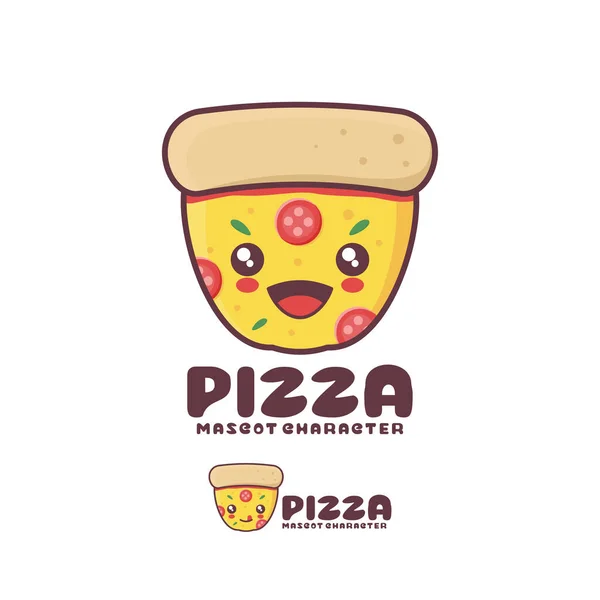 Mignon Pizza Tranche Dessin Animé Vecteur Mascotte Adapté Pour Logos — Image vectorielle