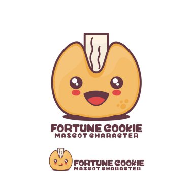 Vektör şans kurabiyesi maskotu karikatürü, logolar, baskılar, çıkartmalar vs.