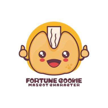 Vektör şans kurabiyesi maskotu karikatürü, logolar, baskılar, çıkartmalar vs. için uygun, beyaz arka planda izole edilmiş..