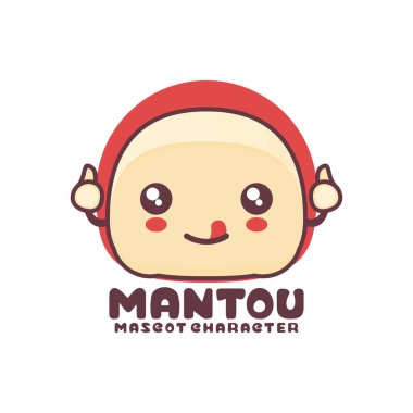 Vektör mantou çörekleri maskot karikatürü, logolar, baskılar, çıkartmalar vs. için uygun, beyaz arka planda izole edilmiş..