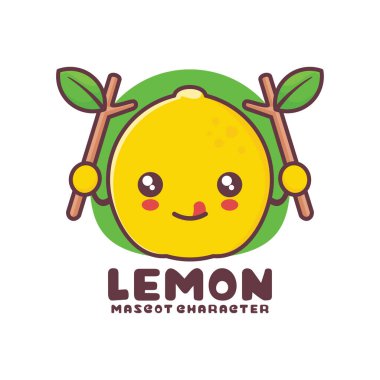 Limonlu vektör maskot, logolar, baskılar, çıkartmalar vs. için uygun, beyaz arka planda izole edilmiş..