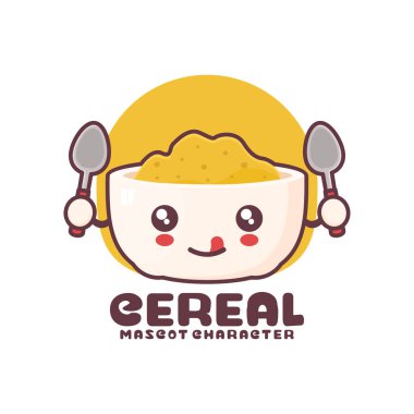 Vektör mısır gevreği maskotu, logolar, baskılar, çıkartmalar vs. için uygun, beyaz arka planda izole edilmiş..