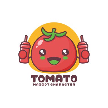 vektör domates maskotu, logolar, baskılar, çıkartmalar vs. için uygun, beyaz arka planda izole edilmiş..