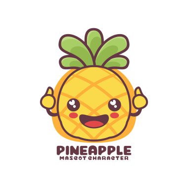 vektör ananas çizgi film maskotu, logolar, baskılar, çıkartmalar vs. için uygun, beyaz arka planda izole edilmiş..