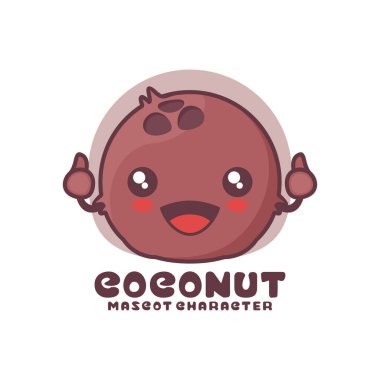 Vektör hindistan cevizi çizgi film maskotu, logolar, baskılar, çıkartmalar vs. için uygun, beyaz arka planda izole edilmiş..