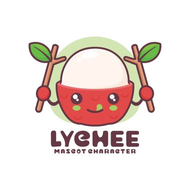 Vektör Lychee çizgi film maskotu, logolar, baskılar, çıkartmalar vs. için uygun, beyaz arka planda izole edilmiş..