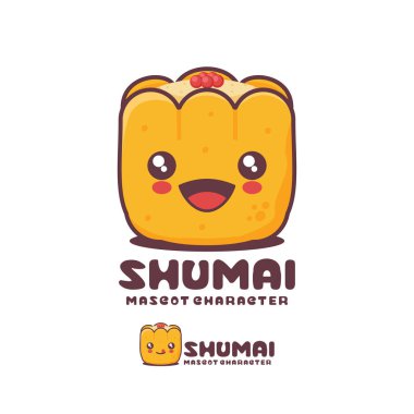 Vektör shumai çizgi film maskotu, Asyalı köfte çizimi, logolar, baskılar, çıkartmalar vs. için uygun, beyaz arka planda izole edilmiş..