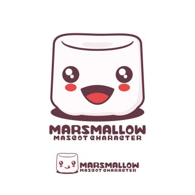 Marshmallows çizgi film maskotu, logolar, baskılar, çıkartmalar vs. için uygun, beyaz arka planda izole edilmiş..