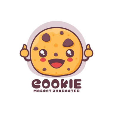 Çerez çizgi film maskotu, logolar, baskılar, çıkartmalar, vs. için uygun, beyaz arka planda izole edilmiş..