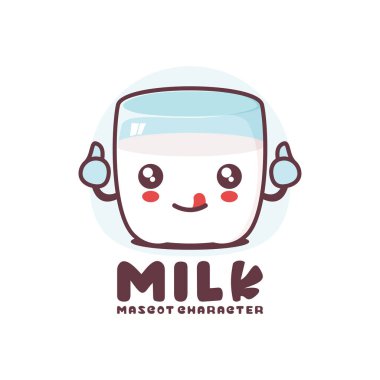 süt karikatürü maskotu, logolar, baskılar, çıkartmalar, vs., beyaz arka planda izole edilmiş..