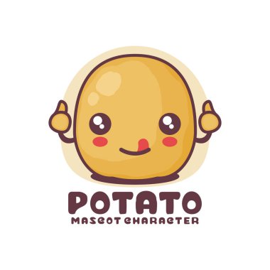 Patates karikatür çizimi, logolar, baskılar, çıkartmalar vs. için uygun, beyaz arka planda izole edilmiş..