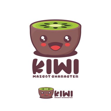 kivi meyve karikatürü çizimi, mutlu bir ifadeyle, logolar, baskılar, çıkartmalar, vs. için uygun, beyaz arka planda izole edilmiş.