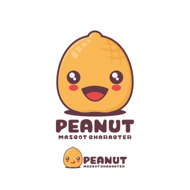 beyaz arka planda izole edilmiş, logolar, baskılar, çıkartmalar vs. için uygun, neşeli bir ifadeyle yerfıstığı karikatür çizimi.