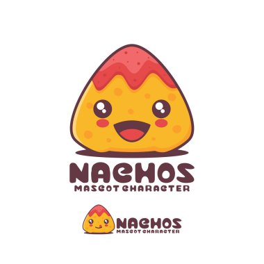 nachos çizgi film çizimi, mutlu bir ifadeyle, logolar, baskılar, çıkartmalar, vs. için uygun, beyaz arka planda izole edilmiş.