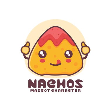 nachos çizgi film illüstrasyonu, logolar, baskılar, çıkartmalar vs. için uygun, beyaz arkaplanda izole edilmiş.
