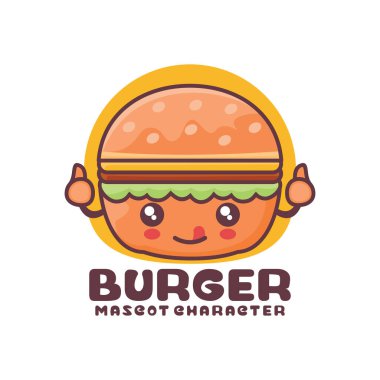 Hamburger karikatür çizimi, logolar, baskılar, çıkartmalar vs. için uygun, beyaz arka planda izole edilmiş..