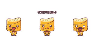 Beyaz bir arka planda izole edilmiş, farklı ifadelerle çizilmiş, tatlı bir çizgi film çizimi..