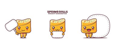 Beyaz bir arka planda izole edilmiş, boş pankartlı, küçük resimli, tatlı yay ruloları..