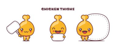 Beyaz arka planda izole edilmiş, boş pankartla çizilmiş tavuk butları..