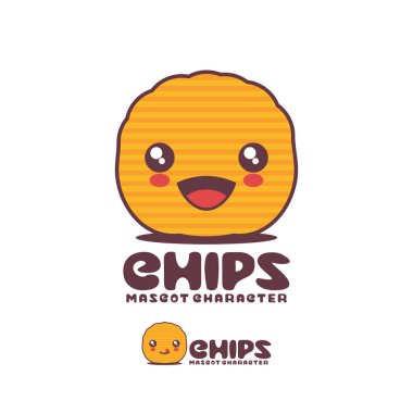 vektör çipleri karikatür çizimi, mutlu bir ifade ile, logolar, baskılar, çıkartmalar, vs. için uygun, beyaz bir arkaplan üzerinde izole.