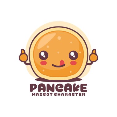 vektör pankek karikatür çizimi, logolar, baskılar, çıkartmalar vs. için uygun, beyaz arka planda izole edilmiş.