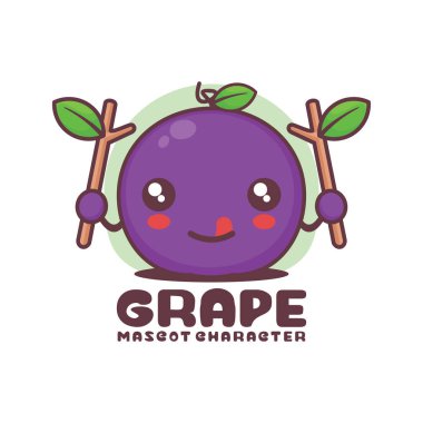 vektör üzümlü karikatür çizimi, logolar, baskılar, çıkartmalar vs. için uygun, beyaz arka planda izole edilmiş.