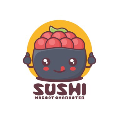 Somon yumurtalı vektör gunkan suşi, Japon geleneksel yemekleri, logolar, baskılar, çıkartmalar, vs. beyaz arka planda izole edilmiş..