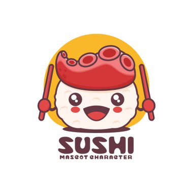 Ahtapot dokunaçlı vektör nigiri suşi, Japon geleneksel yemekleri, logolar, baskılar, çıkartmalar vs. için uygun, beyaz arka planda izole edilmiş..