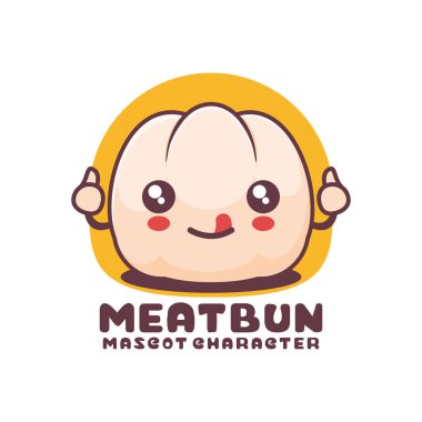 şirin Meatbun çizgi film vektörü, logolar, baskılar, çıkartmalar vs. için uygun, beyaz arkaplanda izole edilmiş..