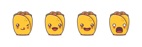 Vector Kebab Cartoon Mascot Different Facial Expressions Suitable Icons Logos — Wektor stockowy