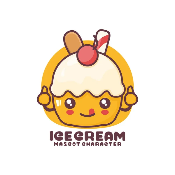 Vector Ice Cream Cartoon Mascot Suitable Logos Prints Stickers Etc — Vetor de Stock