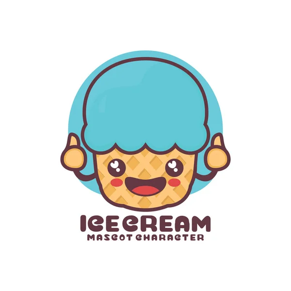 Cute Ice Cream Cartoon Mascot Suitable Logos Prints Stickers Etc — Vetor de Stock