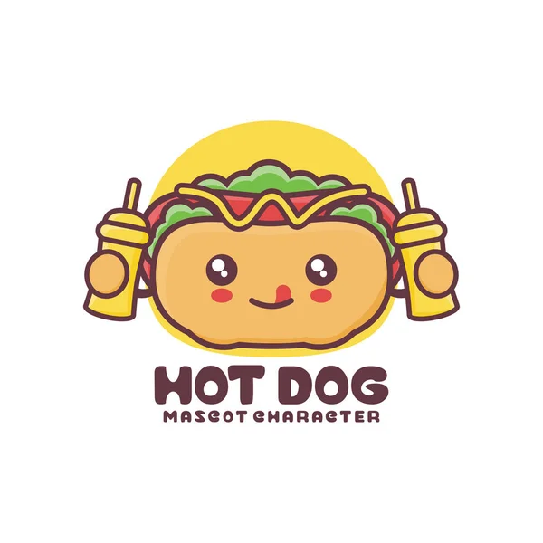 Vector Hot Dog Cartoon Mascot Suitable Logos Prints Stickers Etc — стоковый вектор