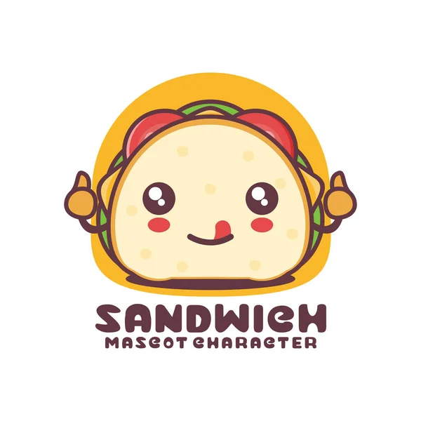 Cute Sandwich Cartoon Mascot Suitable Logos Prints Stickers Etc Isolated — Stok Vektör