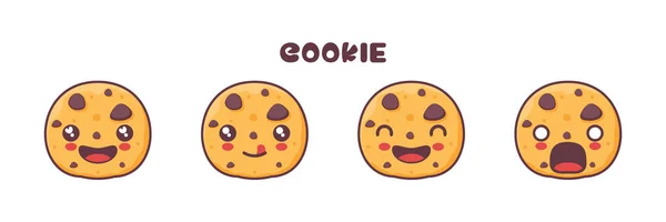 Cookie Cartoon Mascot Different Facial Expressions Suitable Icons Logos Prints — 图库矢量图片
