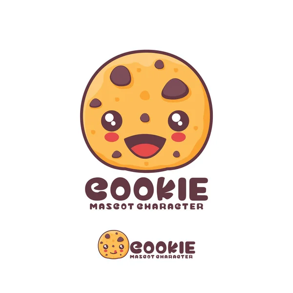 Cookie Cartoon Mascot Happy Expression Suitable Logos Prints Stickers Etc — 스톡 벡터